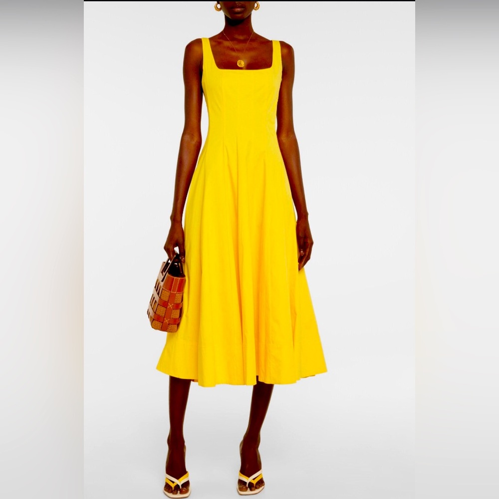 Staud Yellow Wells Midi dress size 4
